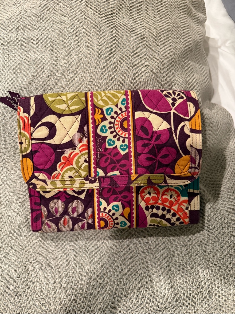 Vera Bradley Foldover Wallet Clutch in Purple Floral Patchwork